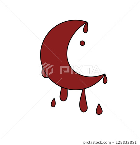 A red moon with red paint dripping from it 129832851