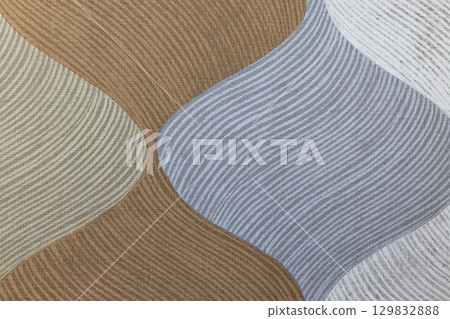 Neutral Wavy Wallpaper Texture with Embossed Lines, Beige Taupe Gray Curvy Abstract Pattern 129832888