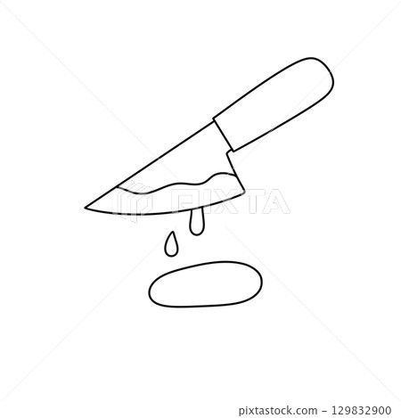 A knife with a drop of blood on it 129832900