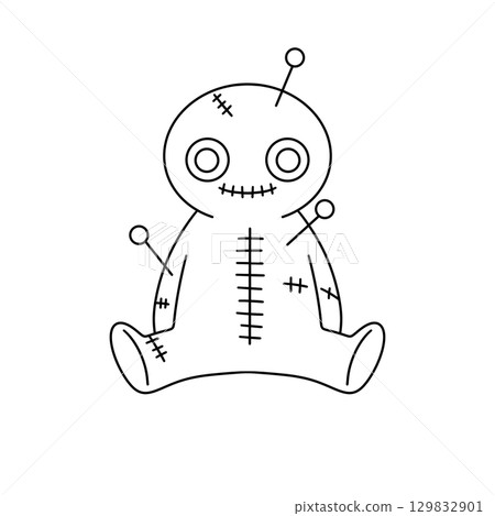 A creepy looking doll with a black face and a white body 129832901