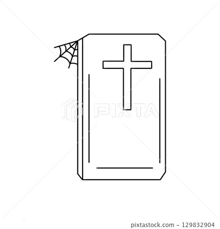 A cross is on a book with a spider web A cross is on a book with a spider web 129832904