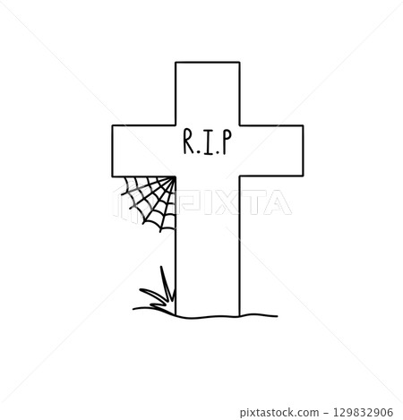 A cross with a spider web on it and the word RIP written on it A cross with a spider web on it and the word RIP written on it 129832906