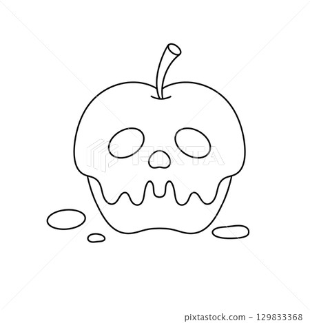 A skull is drawn on top of a sliced apple A skull is drawn on top of a sliced apple 129833368