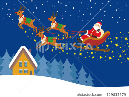 Christmas material: reindeer and Santa Claus, sparkling Christmas material: reindeer and Santa Claus, sparkling 129833379