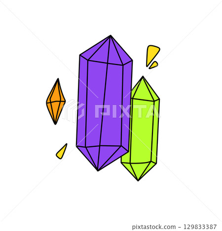 A drawing of purple and green crystals 129833387