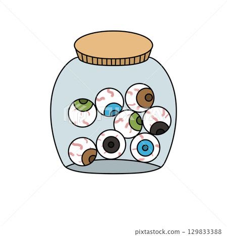 A jar full of eyeballs with a lid on top A jar full of eyeballs with a lid on top 129833388