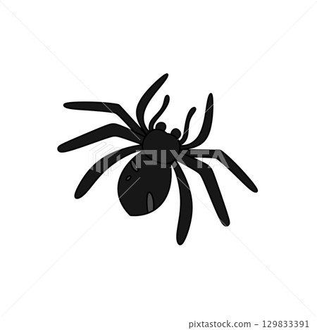 A black spider is shown in a white background A black spider is shown in a white background 129833391