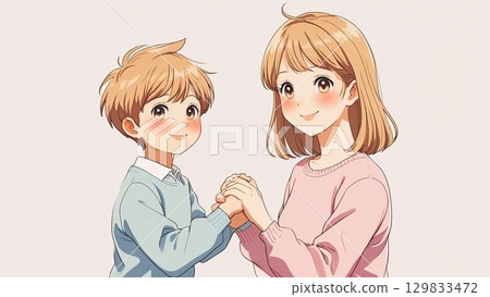 Parents and children holding hands 129833472
