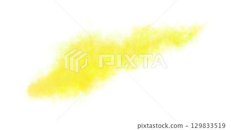 Yellow exhaust smoke cloud isolated on transparent background for use in vehicle emissions, pollution or environmental visuals 129833519