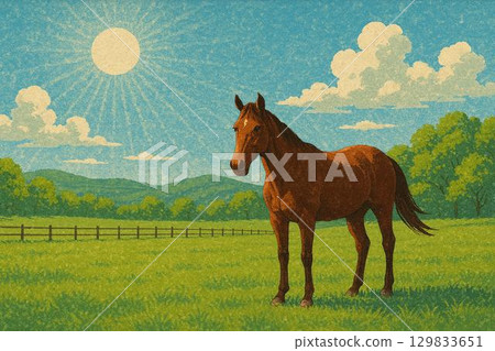 Ranch landscape, thoroughbred 129833651