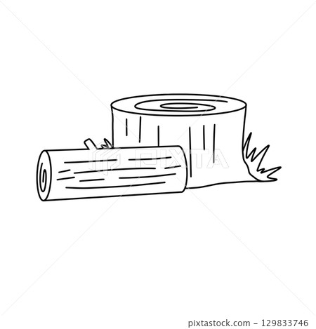 A tree stump is shown next to a log 129833746