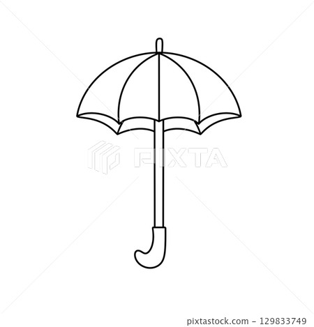 A white umbrella with a black handle 129833749