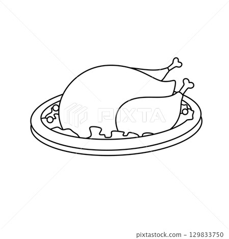 A white plate with a piece of meat on it 129833750