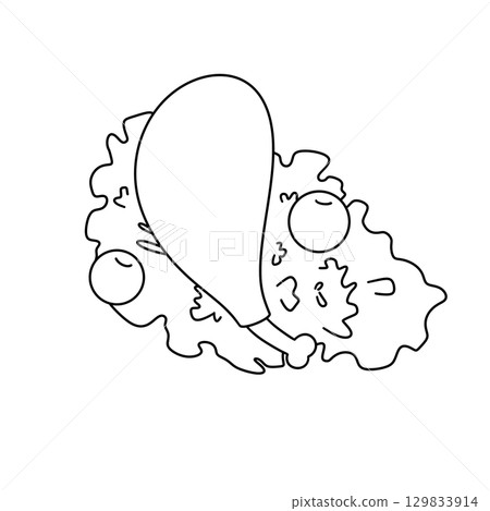 A drawing of a chicken leg with a bunch of food on it A drawing of a chicken leg with a bunch of food on it 129833914