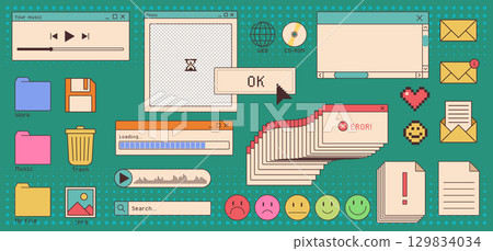 Vintage retro internet y2k interface 129834034