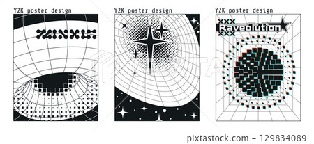 Techno poster y2k retro designs Techno poster y2k retro designs 129834089