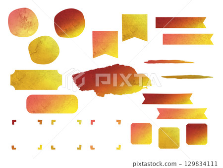 Watercolor frame background illustration set (autumn, red, orange, yellow, green) Watercolor frame background illustration set (autumn, red, orange, yellow, green) 129834111