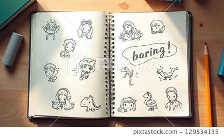 Teens Sketchbook with Anime Doodles, Broken Pencil and BORING Scribble 129834135