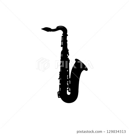 saxophone silhouette on white background 129834313