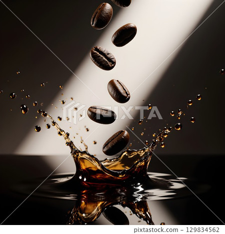 coffee splash on black background 129834562