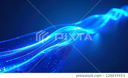 Futuristic light art woven with data waves 129835453