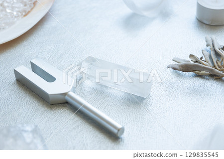 Crystal Healing, Quartz, Tuning Fork, White Sage 129835545