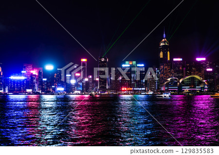 維多利亞港夜景 維多利亞港夜景 129835583