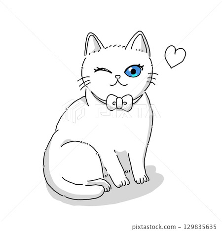Simple white cat illustration 129835635