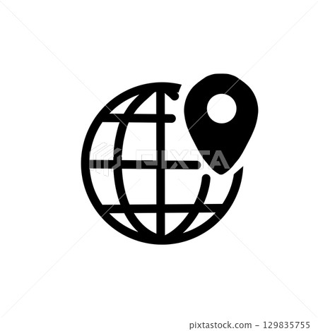 Globe and Location Icon – Global Location / World Map Pin Icon Globe and Location Icon – Global Location / World Map Pin Icon 129835755