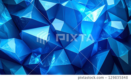Sharp polyhedral blue crystal structure Sharp polyhedral blue crystal structure 129835848