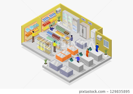 Isometric supermarket Isometric supermarket 129835895