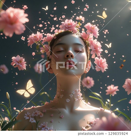 Beautiful flower woman 129835924