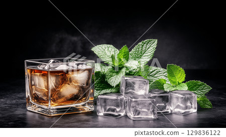 Iced Tea with Mint Leaves in Elegant Glassware Iced Tea with Mint Leaves in Elegant Glassware 129836122