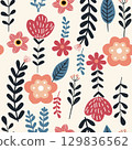 botanical seamless pattern of wildflower and foliage. 129836562