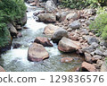 A valley and a beautiful river along Tanigawa in summer 129836576