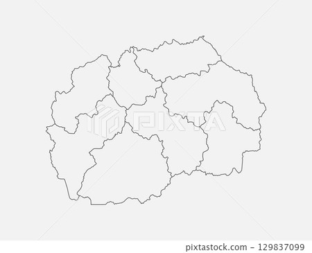 Map of country North Macedonia divided on regions Map of country North Macedonia divided on regions 129837099