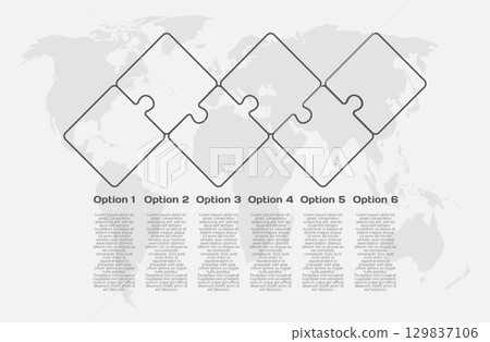 Six steps line infographic, puzzle diagram 129837106