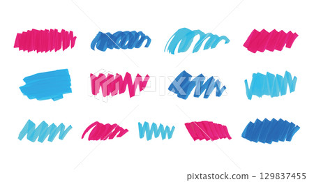 一組用酒精墨水記號筆繪製的手繪簡約裝飾插畫。 一組用酒精墨水記號筆繪製的手繪簡約裝飾插畫。 129837455