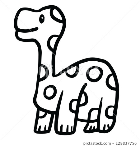 Hand drawn dinosaur outline for wild animal, stickers, cartoon character, comic, mascot, plush toy, kid doll, cute patch, standee, department store, icon, emoji, greeting card, kid colouring book, art Hand drawn dinosaur outline for wild animal, stickers, cartoon character, comic, mascot, plush toy, kid doll, cute patch, standee, department store, icon, emoji, greeting card, kid colouring book, art 129837756