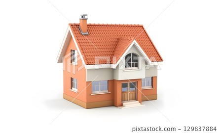 Detailed 3D Icon of a Residential House Representing the Real Estate and Home Ownership Detailed 3D Icon of a Residential House Representing the Real Estate and Home Ownership 129837884