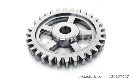 Intricate Metallic Gear Icon Emphasizing Mechanics and Industrial Engineering 129837907