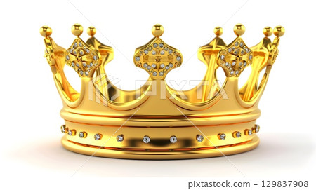 Shimmering Golden Crown Adorned with Lustrous Jewels,Embodying Regal Splendor and Timeless Opulence Shimmering Golden Crown Adorned with Lustrous Jewels,Embodying Regal Splendor and Timeless Opulence 129837908
