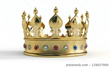 Shimmering Golden Crown Adorned with Sparkling Jewels,Symbolic of Regal Splendor and Prestigious Accomplishment Shimmering Golden Crown Adorned with Sparkling Jewels,Symbolic of Regal Splendor and Prestigious Accomplishment 129837909