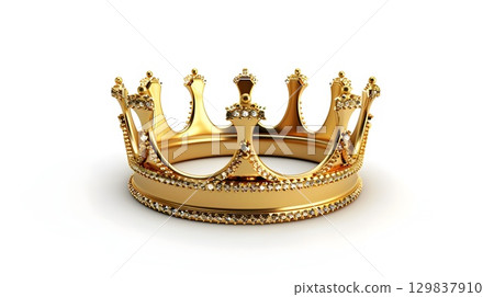 Golden Crown Shimmering with Jewels Representing Royalty and Achievement 129837910