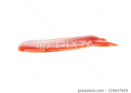 Chili Sauce Splash on White Background Chili Sauce Splash on White Background 129837929