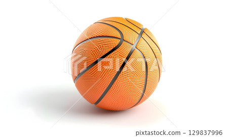 Basketball Icon Symbolizing Sports,Teamwork,and Competition - Isolated 3D Textured Digital Render 129837996