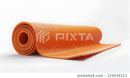 Rolled Up 3D Yoga Mat Icon Symbolizing Health,Wellness,and Mindful Lifestyle 129838323