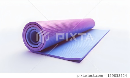 Rolled Up Yoga Mat Symbolizing Wellness and Mindfulness 129838324