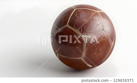 3D Leather Textured Football Icon Symbolizing Sports and Team Spirit 3D Leather Textured Football Icon Symbolizing Sports and Team Spirit 129838371