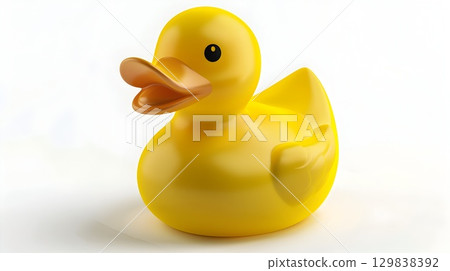 Bright Yellow Rubber Duck Icon as Playful Bath Time Symbol of Childhood Fun Bright Yellow Rubber Duck Icon as Playful Bath Time Symbol of Childhood Fun 129838392